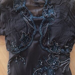 Elegant Brown Floral Textured Top two pieces beautiful elegant dress 100% silk